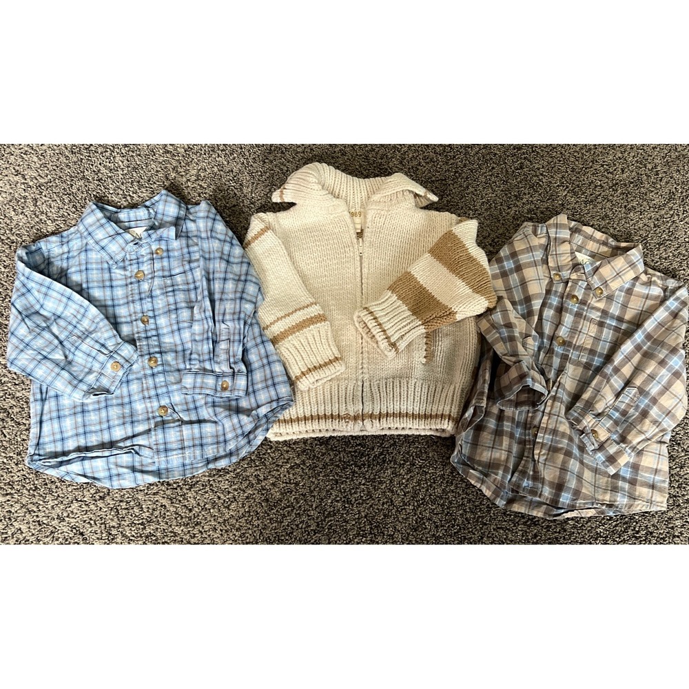 Baby Boys Childrens place size 12 months Cardigan and shirts combo